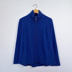 Kinross Cashmere Full Zip Ribbed Cardigan Large